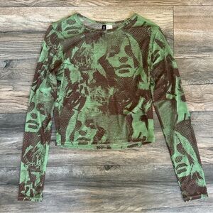 h&m x billie eilish green mesh long sleeve